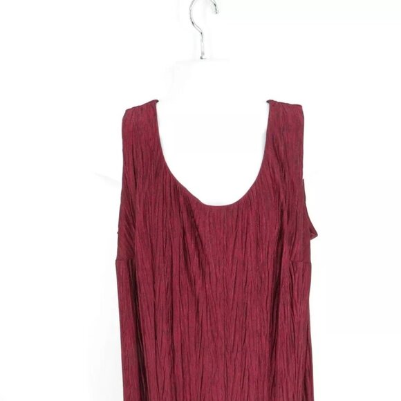 R & M Richards Wine Dress 16W Sleeveless Textured Crinkle Design NWOT - Picture 3 of 4